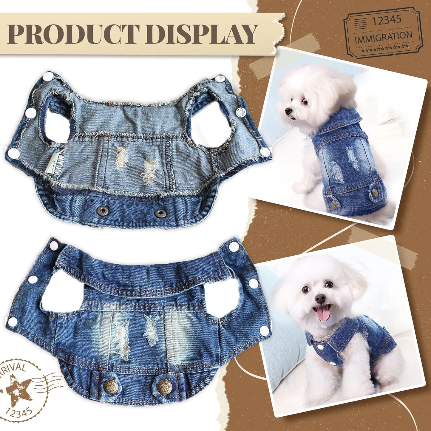 Pet Vests Dog Denim Jacket Hoodies Puppy Jacket for Small Medium Dogs