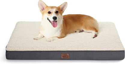 Large Dog Bed for Large Dogs up to 75Lbs - Big Orthopedic Dog Beds with Removable Washable Cover, Egg Crate Foam Pet Bed Mat, Grey