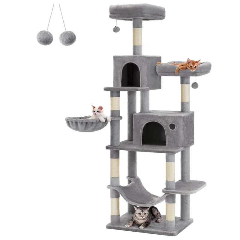 Timmins 78.3" Multi-Level Cat Tree with Cat Scratching Posts, Warm Cat Condo for Indoors
