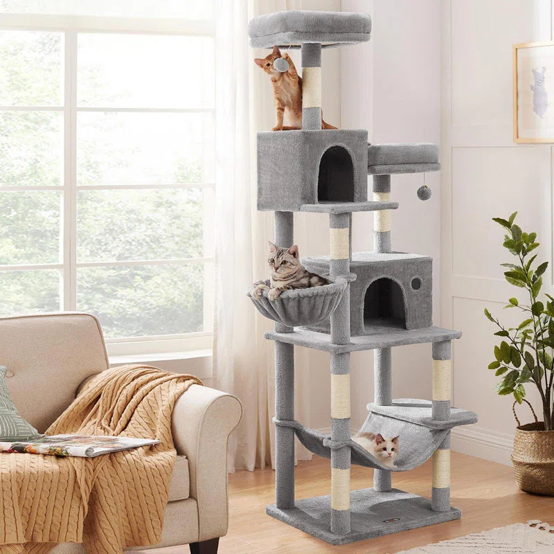 Timmins 78.3" Multi-Level Cat Tree with Cat Scratching Posts, Warm Cat Condo for Indoors