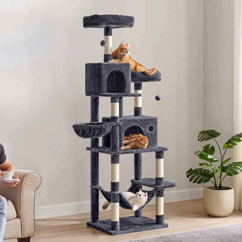 Timmins 78.3" Multi-Level Cat Tree with Cat Scratching Posts, Warm Cat Condo for Indoors