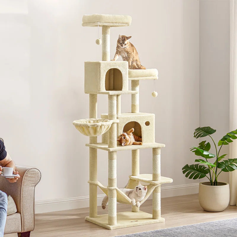 Timmins 78.3" Multi-Level Cat Tree with Cat Scratching Posts, Warm Cat Condo for Indoors